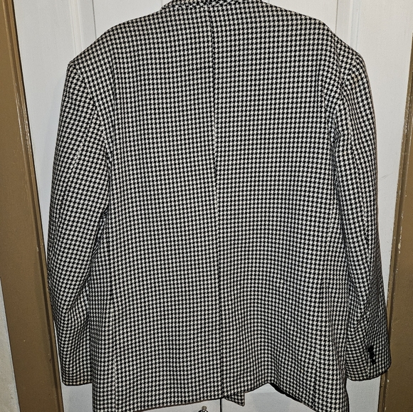 Vintage double breasted houndstooth suit coat with shoulder pads 47 inch chest - Picture 2 of 5